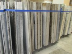 Lot: (51) Assorted Quartz Stone Slabs with (4) Wood A-Frames [click on PDF Hyperlink Located in