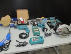 Lot: (8-Total) Electric And Air-Driven Power Tools [Skilsaw 5150 Corded Circular Saw ; Makita 6059D