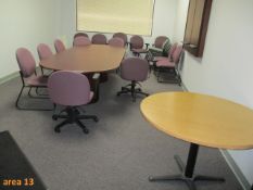 Conference Room Furniture [10'L Conference Table - Simulated Cherrywood ; 42" Circular Table -