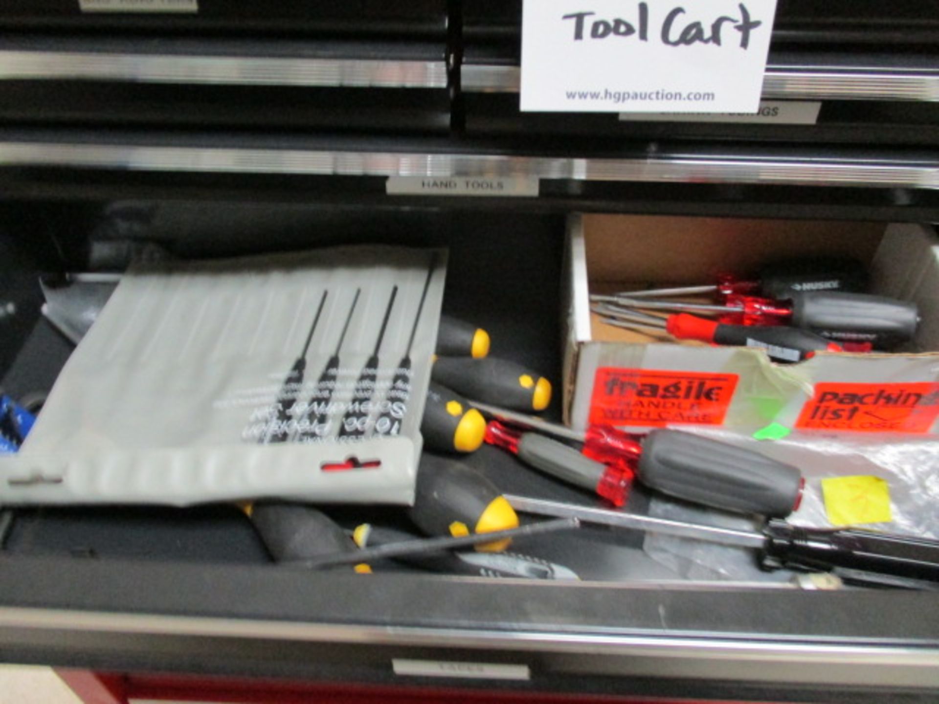 Husky Combo Tool Cart & Chest (Cart 5-Drawers ; Chest 6-Drawers) (With Misc. Hand Tools -- See - Image 7 of 13