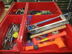 Lot: (Contents Of 4 Bins) Assorted Hand Tools -- See Auction Photos For Details. LOC: Area-22.