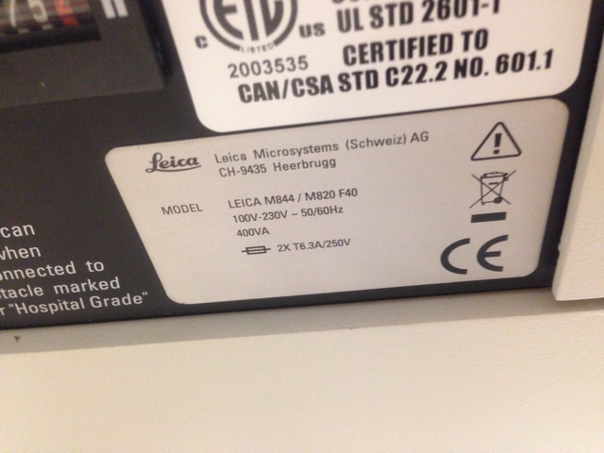 Leica M822/M844 F40 Ophthalmic Surgical Microscope On Floor Stand s/n-020306003 [Currently - Image 2 of 13
