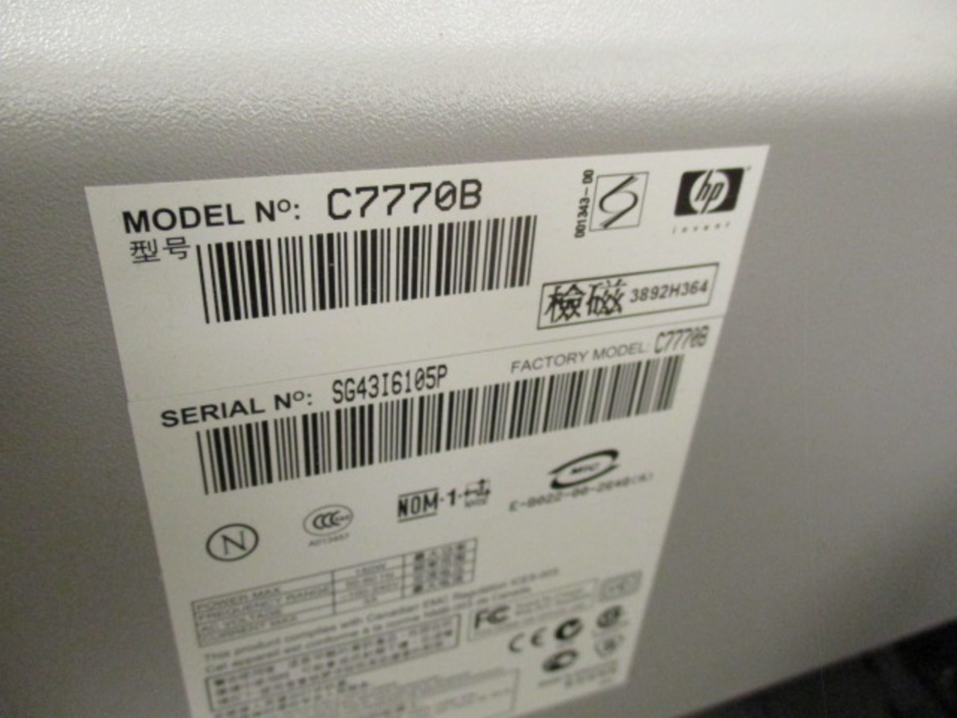 HP DesignJet-500/C7770B 42" Roll Large Format Color Inkjet Printer s/n-SG4316105. LOC: Area-36. - Image 4 of 4
