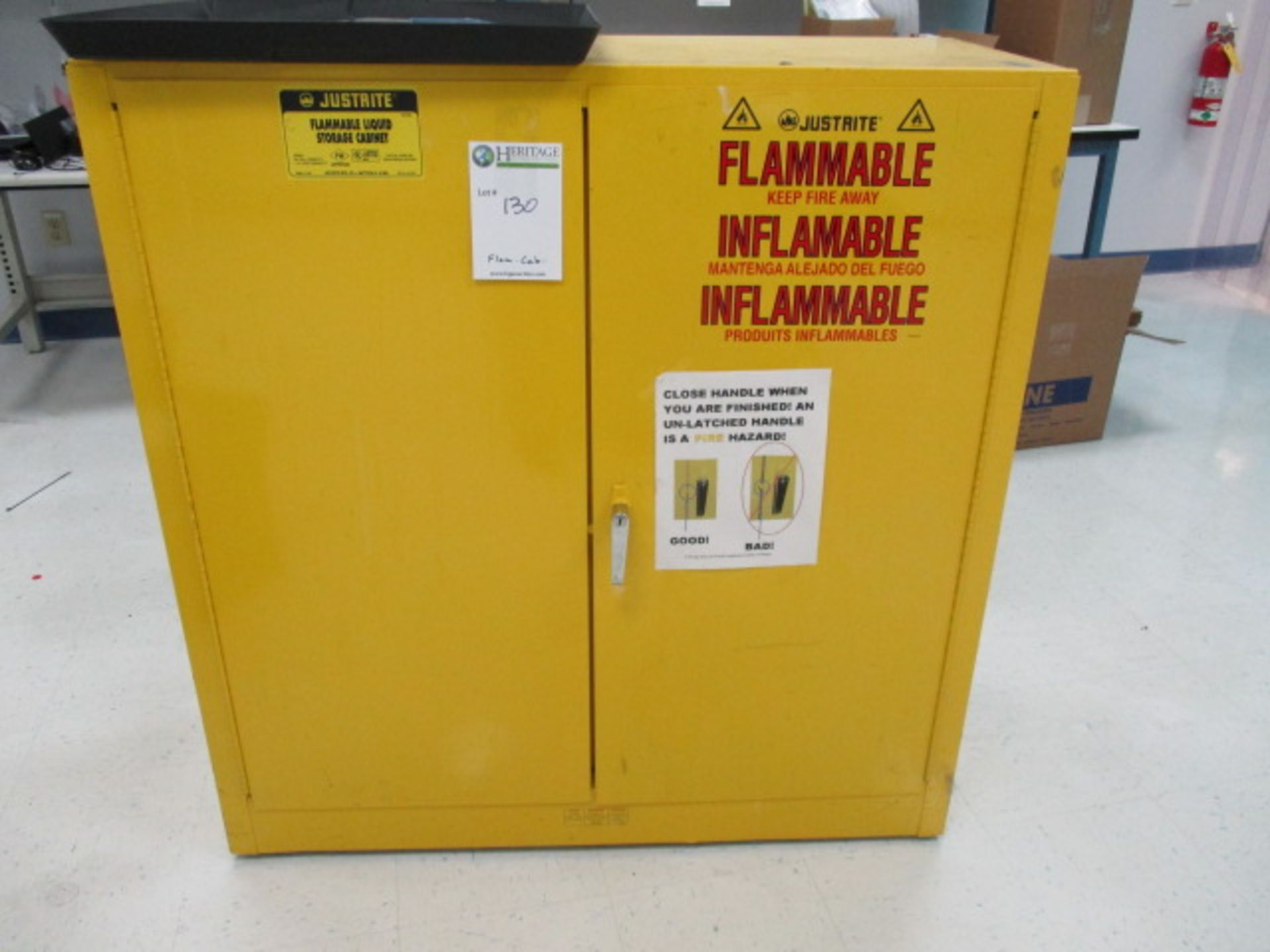 Justrite p/n-25300 Flammable Liquids Storage Cabinet, 30-Gallon Capacity. Also Includes Qty-3