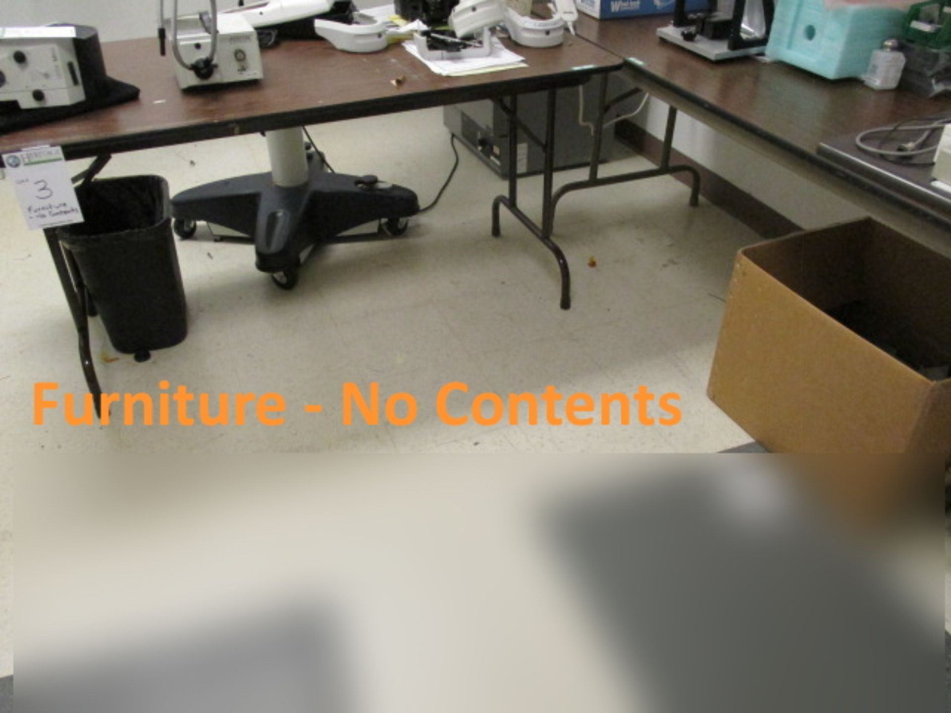 Workroom Furniture - No Contents [Qty-4-Total Folding Tables 2@6'L 1@5'L 1@4'L ; Chair Stool ; Gray - Image 2 of 2