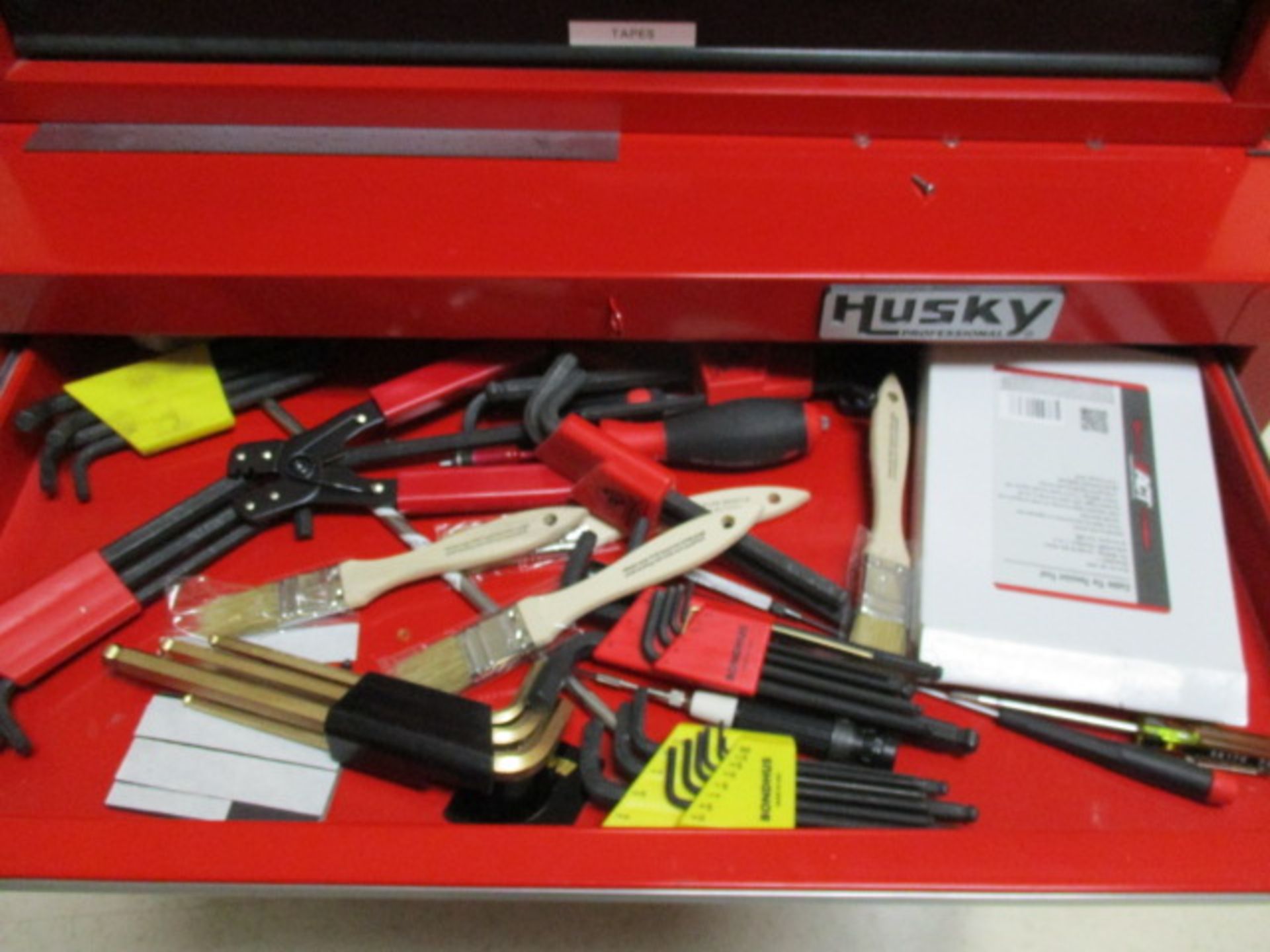 Husky Combo Tool Cart & Chest (Cart 5-Drawers ; Chest 6-Drawers) (With Misc. Hand Tools -- See - Image 6 of 13