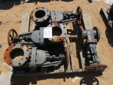 NIBCO Gate Valves. Lot: (5) 6" & (1) 4". Alpha West. Asset Located at 42134 Harper Lake Road,