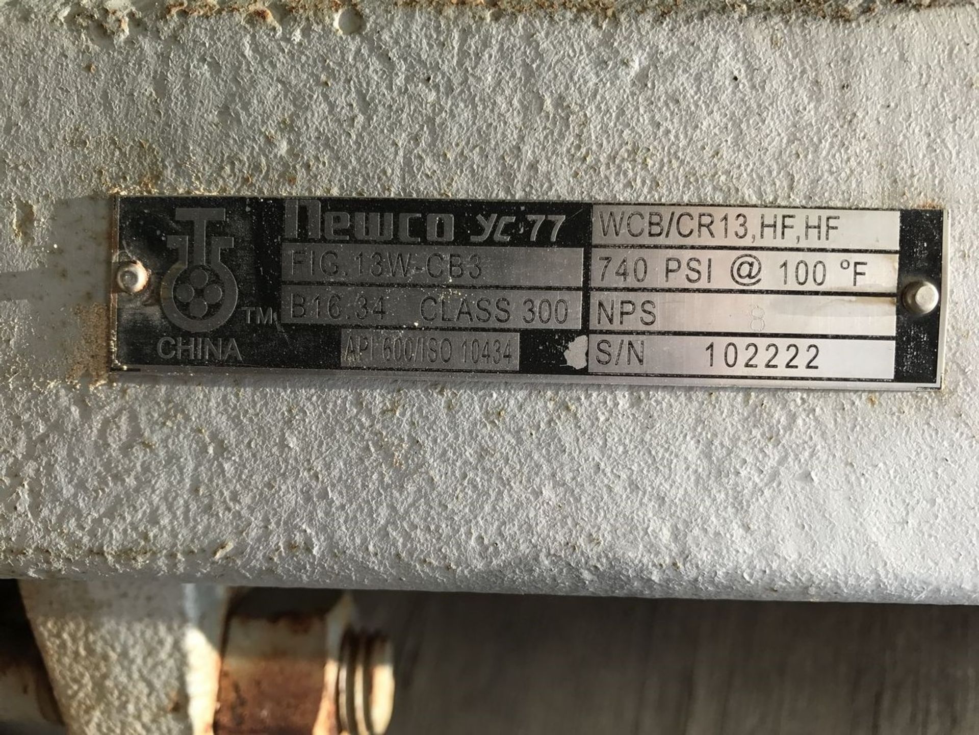 8" Gate Valves. Lot: (2) Newco, 300LB Pressure Class, 740 PSI at 100°F, -20°F to 800°F Temperature - Image 6 of 8