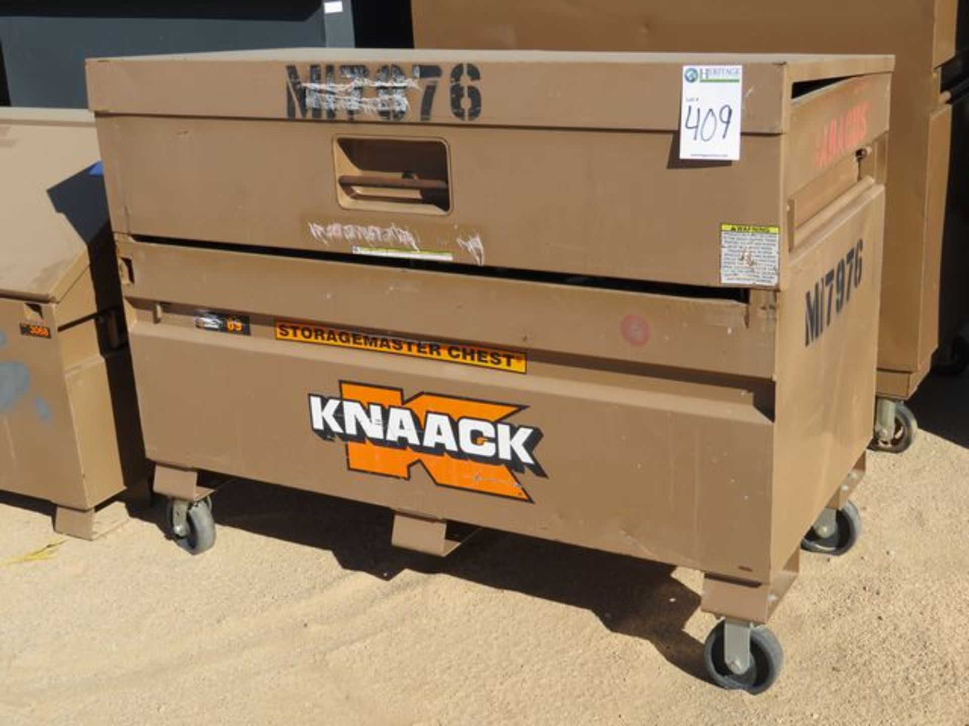 Knaack 69 Storage Tool Chest. 61" x 31" x 45"H, on Castors, w/ Contents of Safety Harnesses. Asset