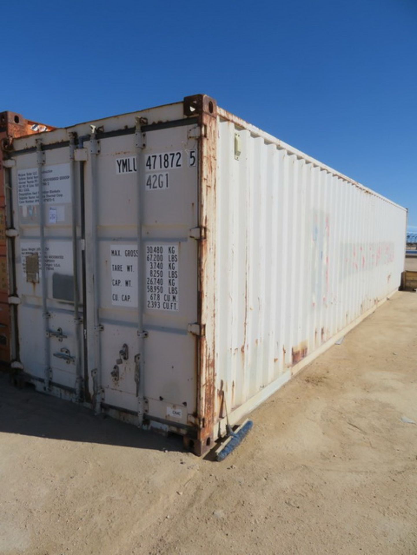 CIMC CF40A-117 Shipping, 40' x 8' x 102"H, 2,390 Cu.Ft, 8,050 LBS Tare Weight, 67,200 LB Gross