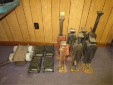 Lot (13pcs) Machinery Moving Equipment, includes: (4) skates, (2) wheeled dollies, (7) house jacks.