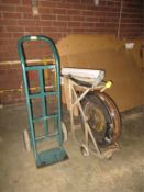 Lot (3pcs) Shop Equipment, includes: (1) 2-wheel hand truck, (1) mobile bander with tools & (1)