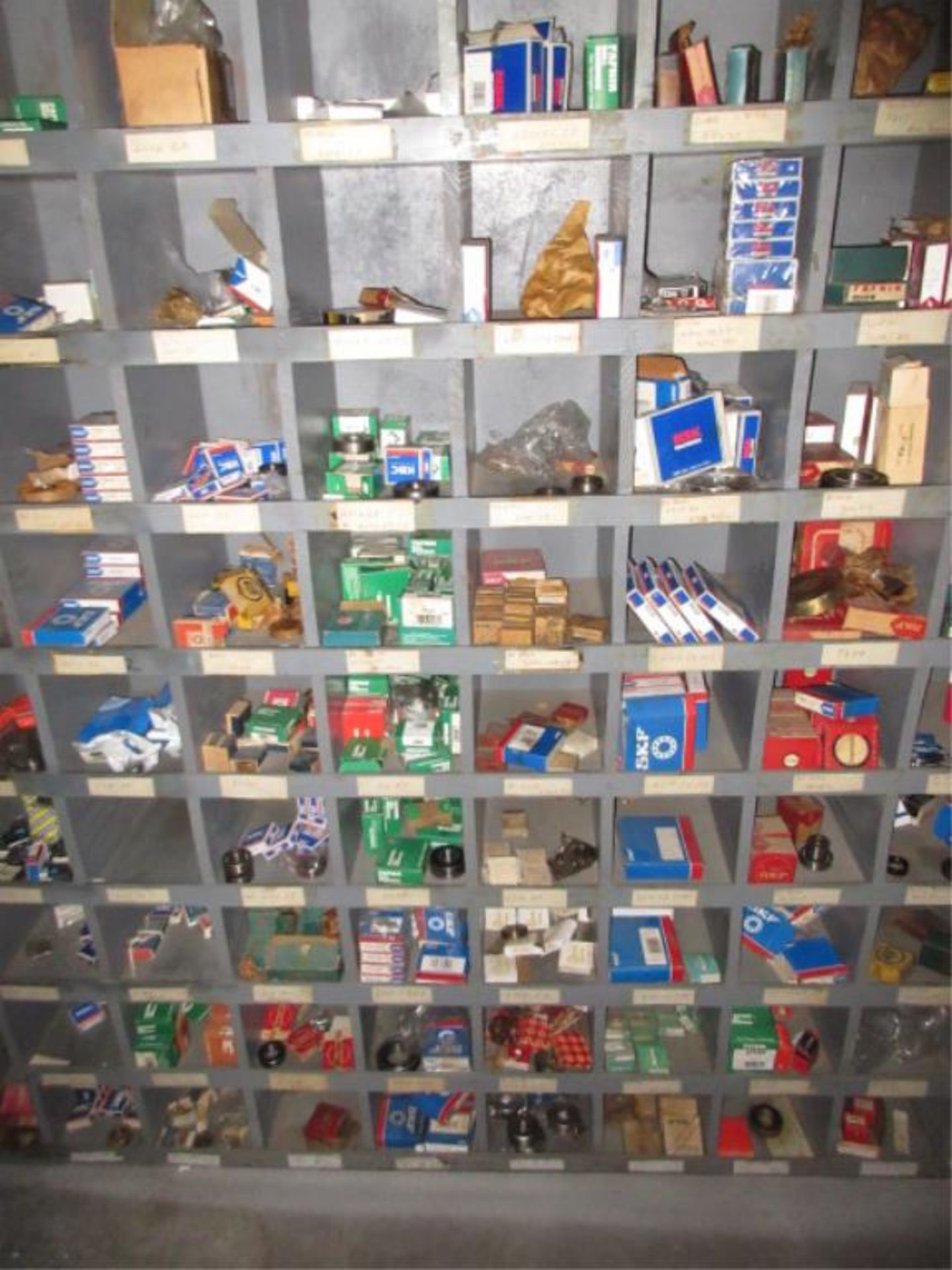 Lot Assorted Small Bearings, in one pigeon hole cabinet and one shelving unit. HIT# 2179428. - Image 3 of 5