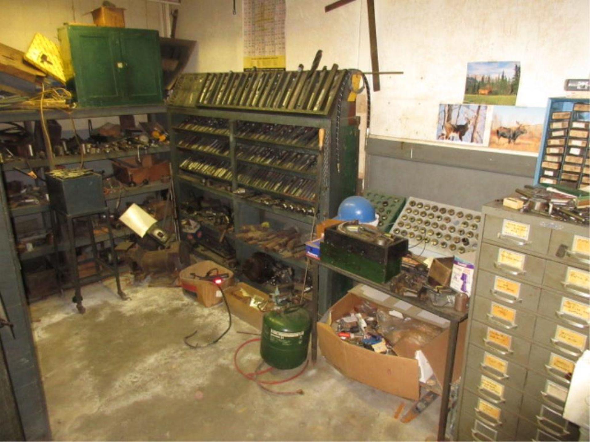 Lot Contents of Machine Shop Office, includes: perishable tooling, cabinets & contents, machine