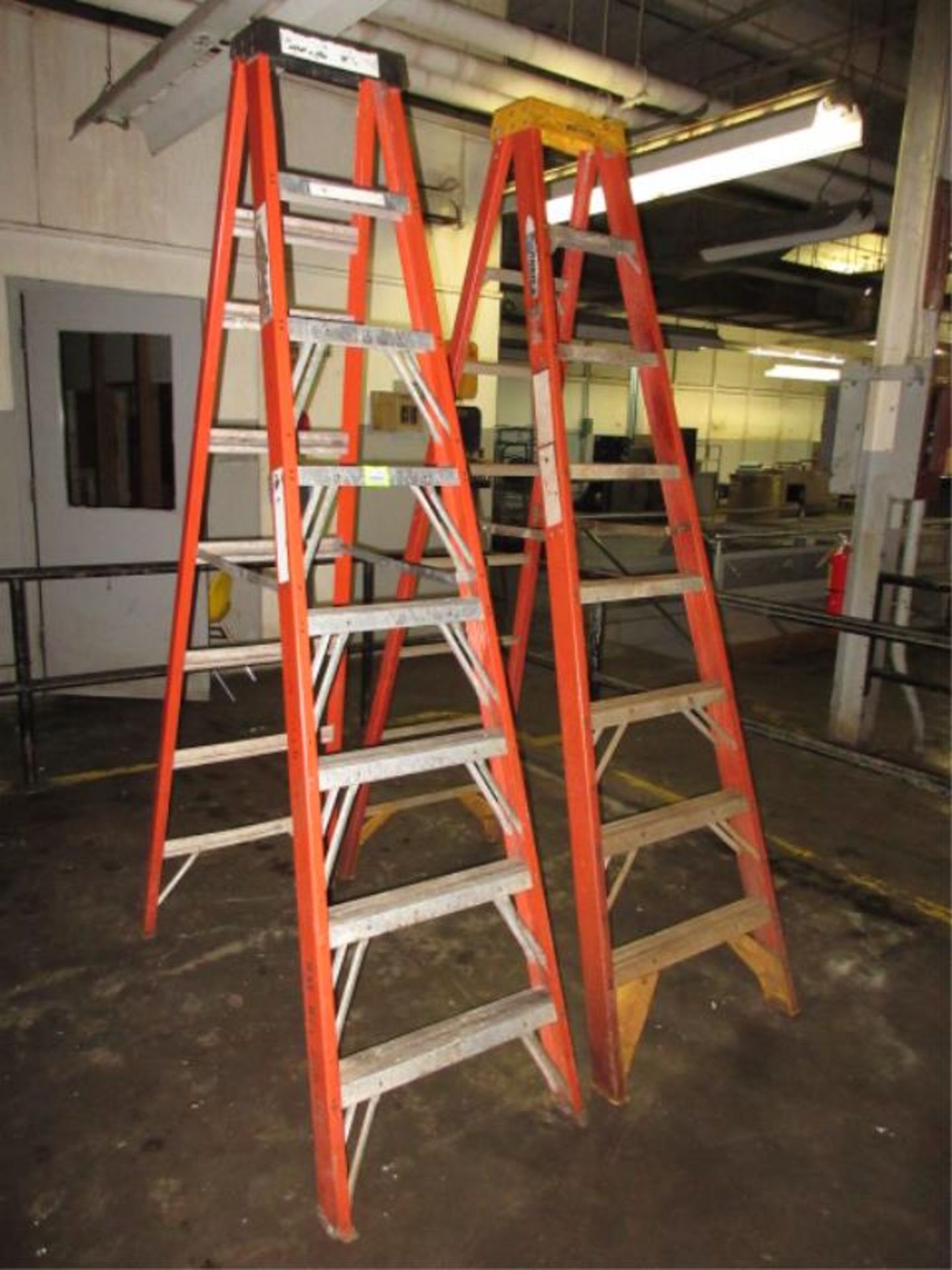 Lot of (2) 8' Fiberglass Step Ladders HIT# 2179383. twister area. Asset Located at 10 Valley St,