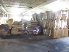 Lot Assorted Corrugated Waste, includes baled & palletized scrap box materials, all on 12 pallets &