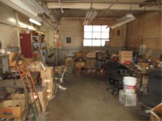 Lot Balance of Contents around Machine Shop Walls, includes: cabinets, benches & contents, misc.