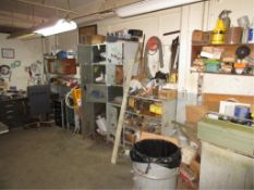 Lot Cabinets & Contents along walls of maint shop, does not include the two tagged machines in