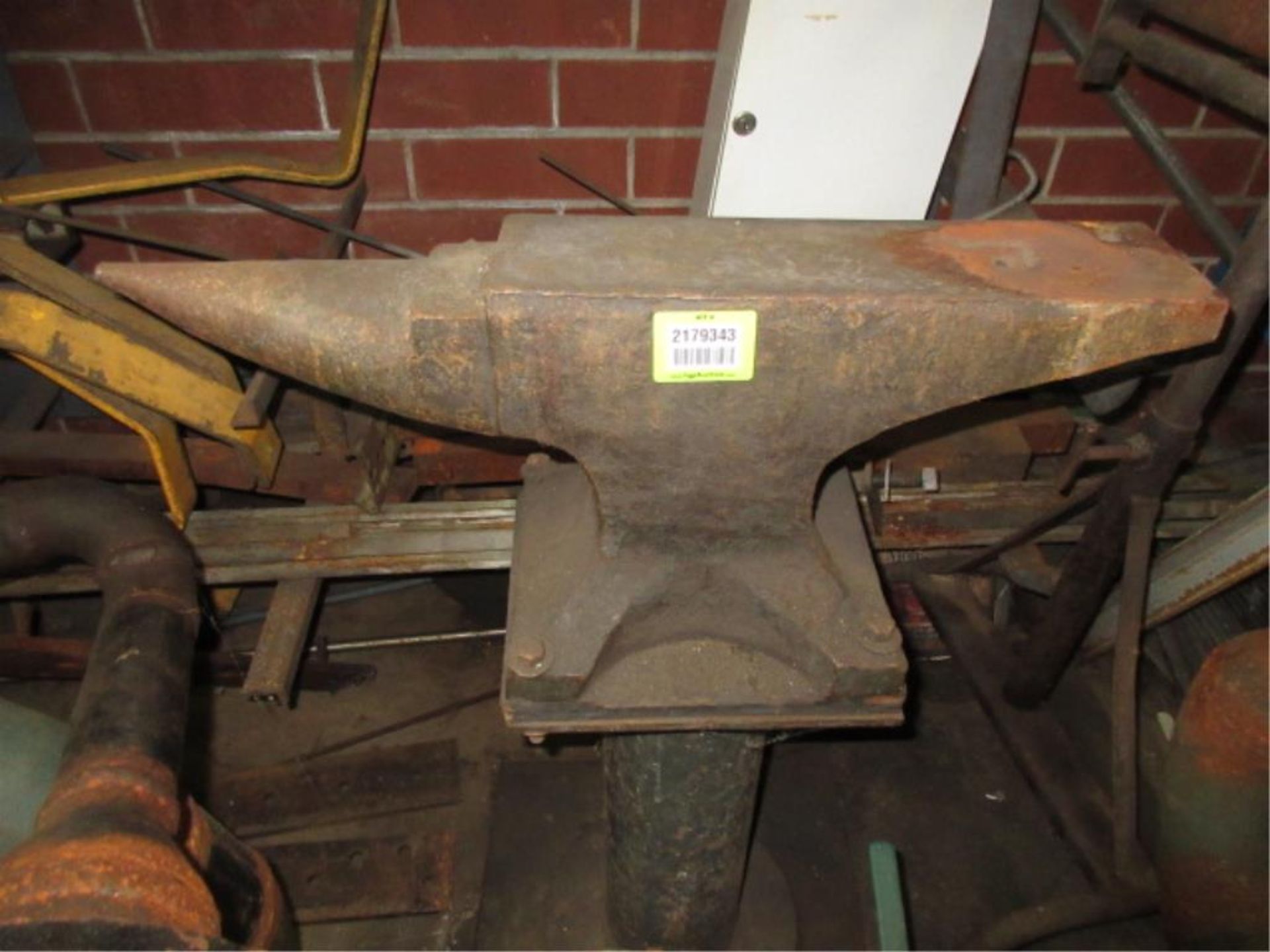 Anvil, with pedestal. HIT# 2179343. basement weld shop. Asset Located at 10 Valley St, Pulaski, VA