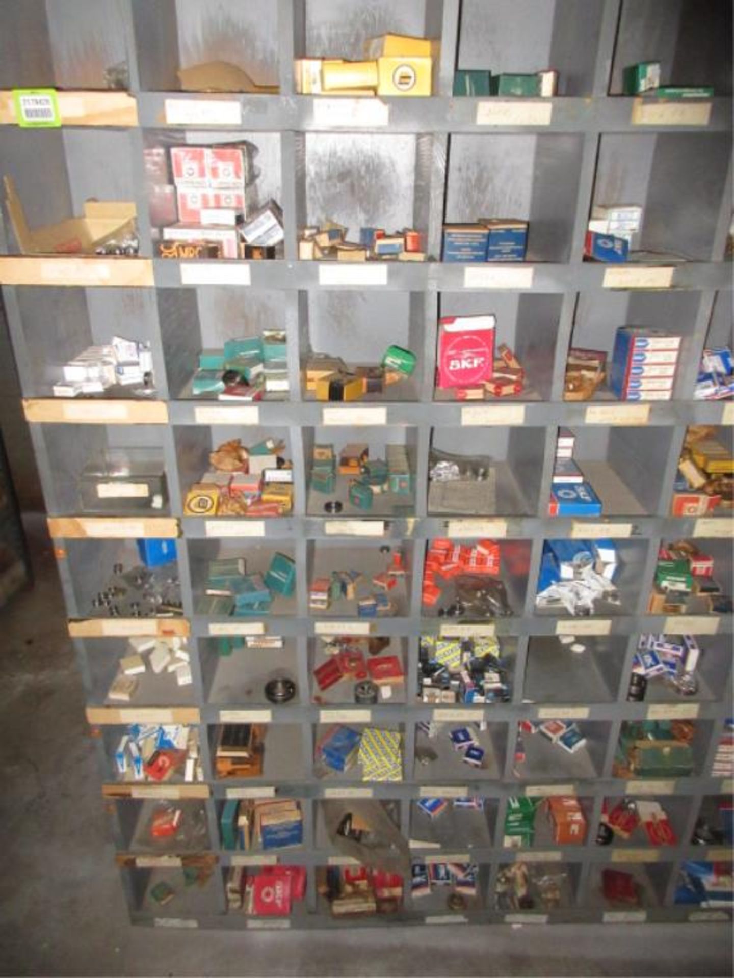 Lot Assorted Small Bearings, in one pigeon hole cabinet and one shelving unit. HIT# 2179428. - Image 2 of 5