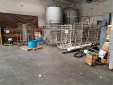 Lot Contents of Dock Area, includes pin carts, scrap steel, note - large oil tanks not included.