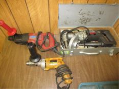 Lot of (3) Electric Drills, includes: (1) B&D Industrial right angle drill, with case, (1) DeWalt