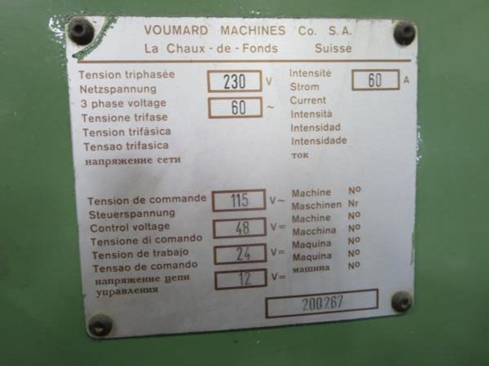 Voumard Type 203Y Internal Grinding Machine, 230v 3 ph. S/N 200267. Asset# G2. HIT# 2203465. - Image 8 of 14