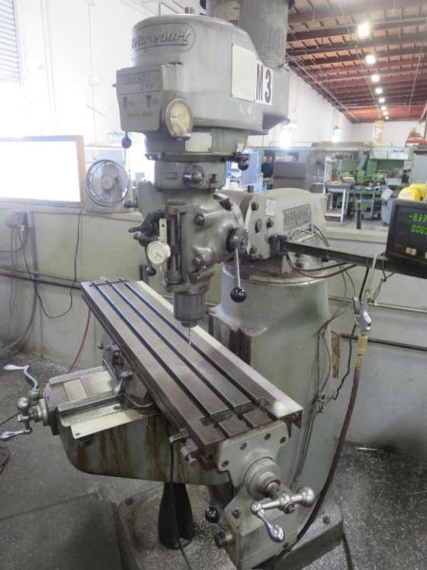 Bridgeport Series 1 Vertical Mill, 2 HP, 9" x 48" bed, 3 axis, 40° tilting head, Newall Digital - Image 3 of 7