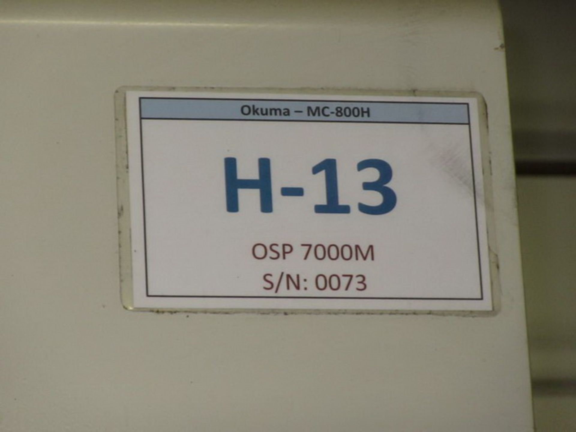 OKUMA MC-800H CNC MACHINING CENTER, HORIZONTAL, YEAR-1999 S/N-73, 4-AXIS, SINGLE SPINDLE, 30-HP, 4, - Image 2 of 25