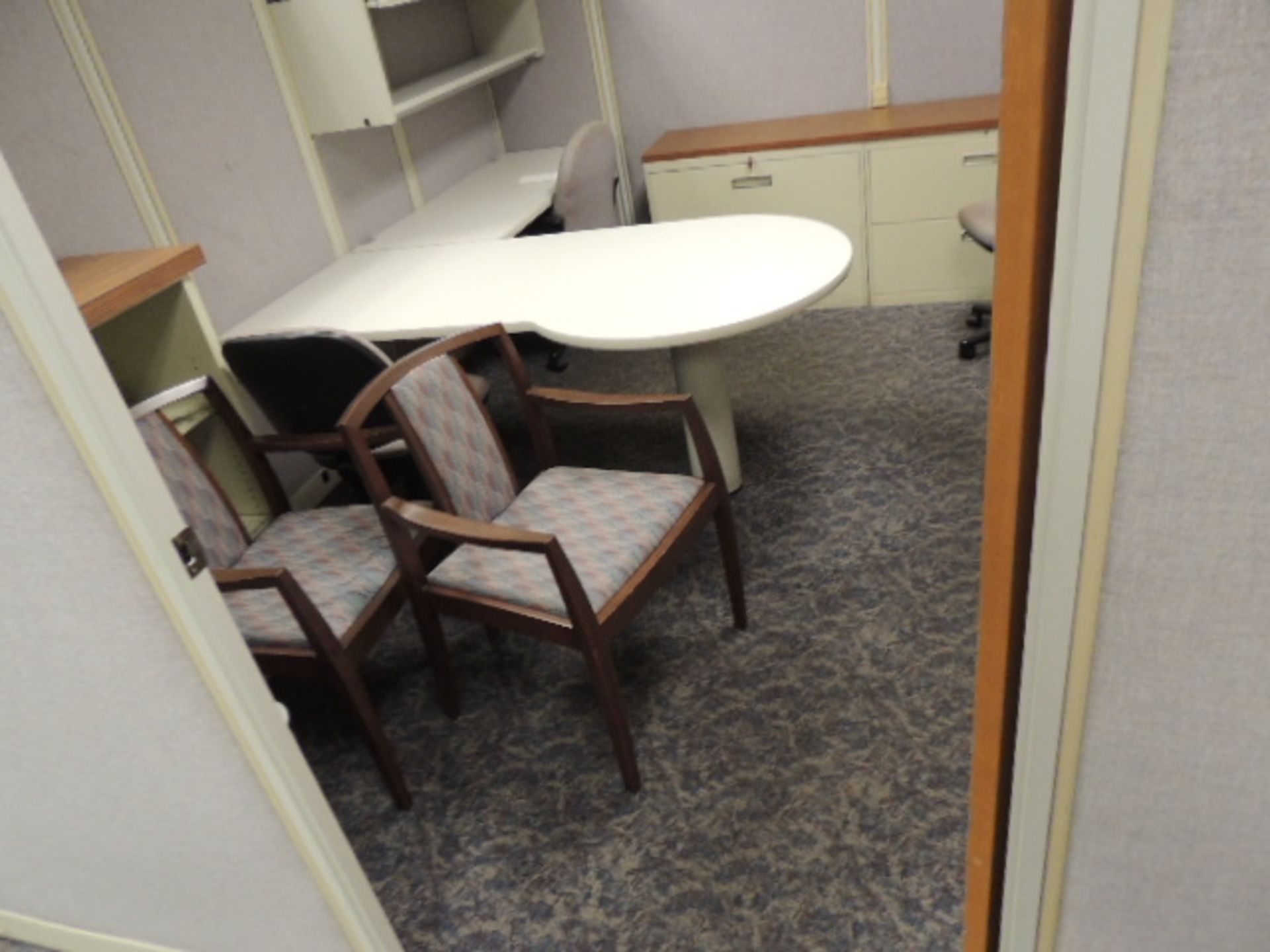 Office Cubicles & Contents. Lot: (8) offices w/ wooden and metal desks, file cabinets and lateral - Image 11 of 47