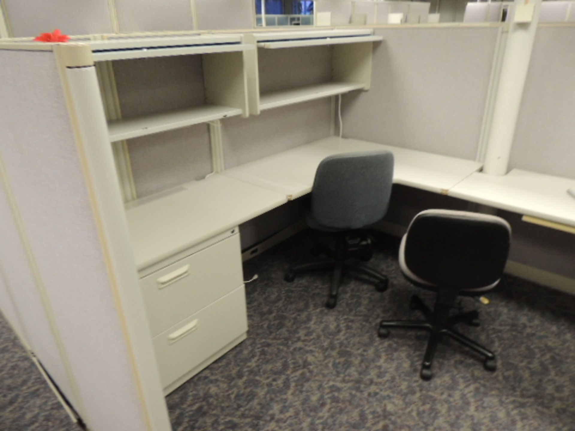 Office Cubicles & Contents. Lot: (8) offices w/ wooden and metal desks, file cabinets and lateral - Image 19 of 47