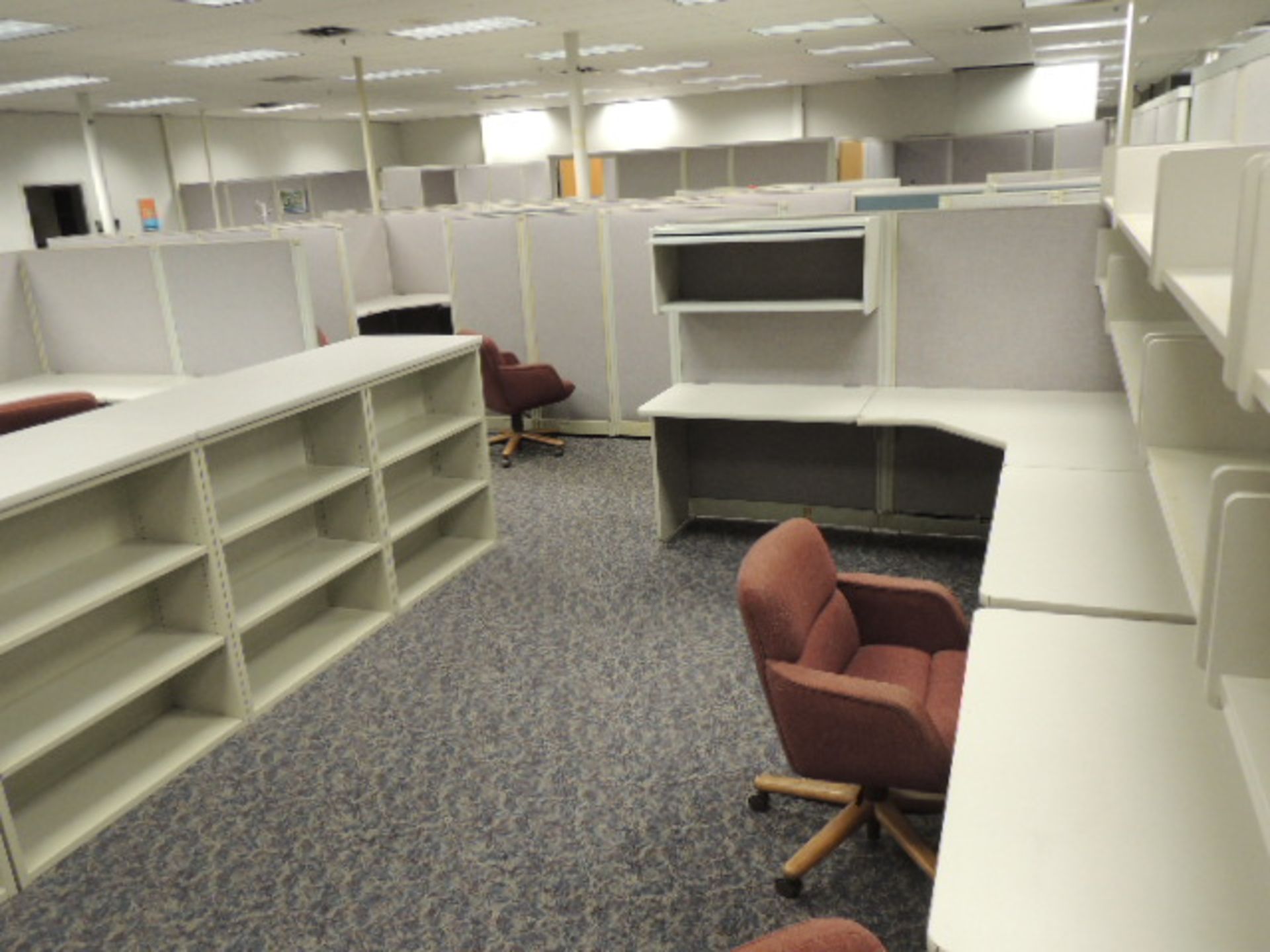 Office Cubicles & Contents. Lot: (8) offices w/ wooden and metal desks, file cabinets and lateral - Image 41 of 47