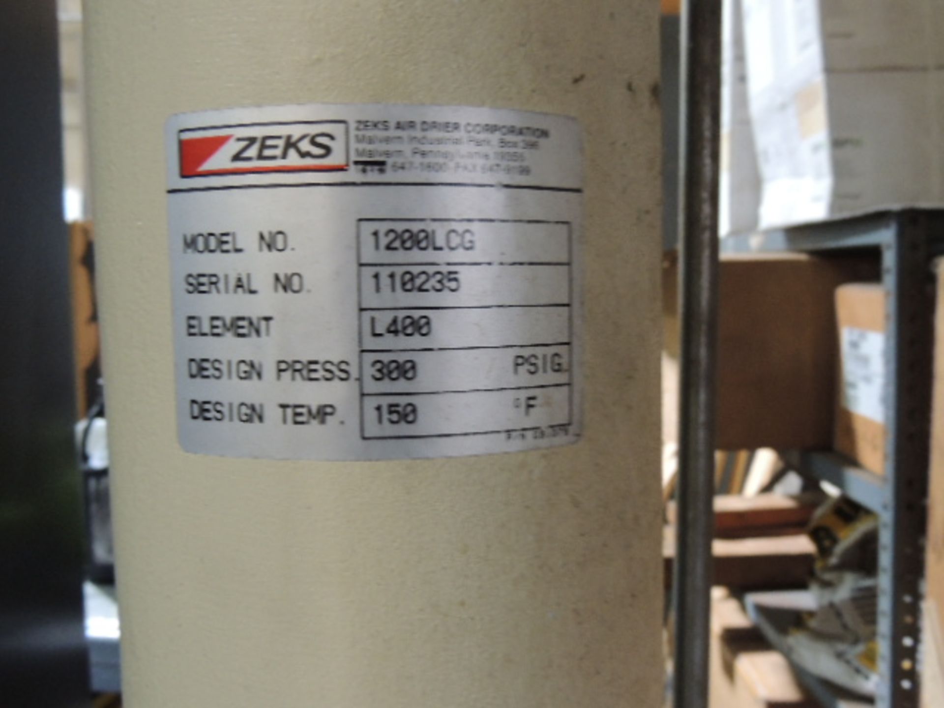 Zeks Heat Sink tm Air Dryer, 110psi, 460v, 3ph, 60hz, includes Hankison filter. INCLUDES PIPING TO - Bild 6 aus 7