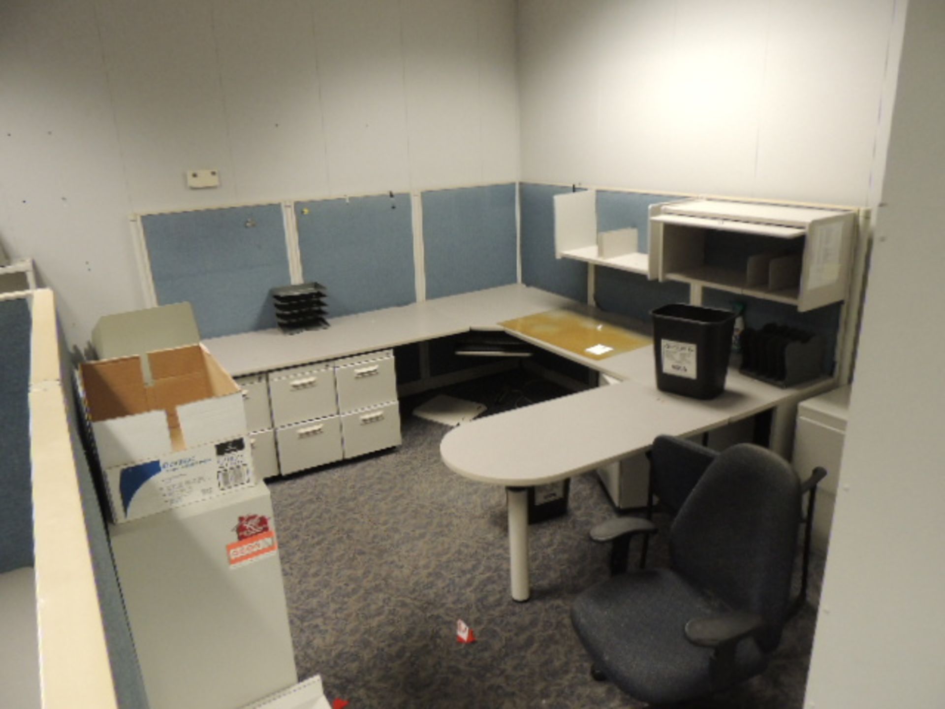 Office Cubicles & Contents. Lot: (3) offices and contents, (4) cubicles 10'x15'x8' with desks and - Image 24 of 25