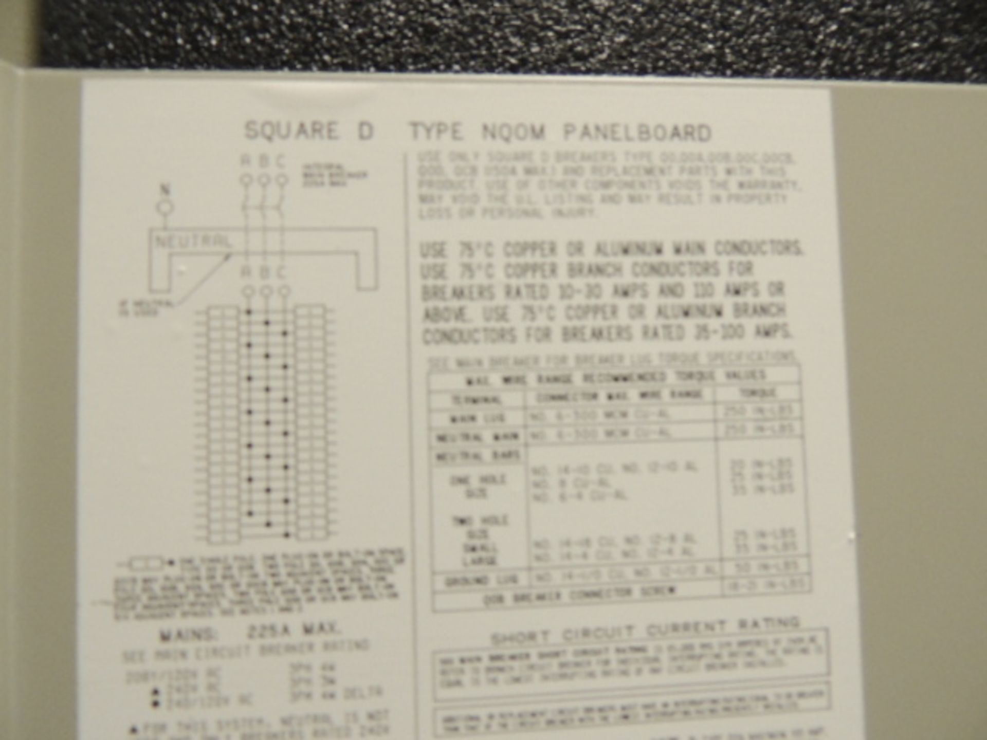 Liebert EXC065 Circuit breaker panels, NQOM panel board, 208v, 3ph. SN# 182031-1. HIT# 2192280. - Image 7 of 7