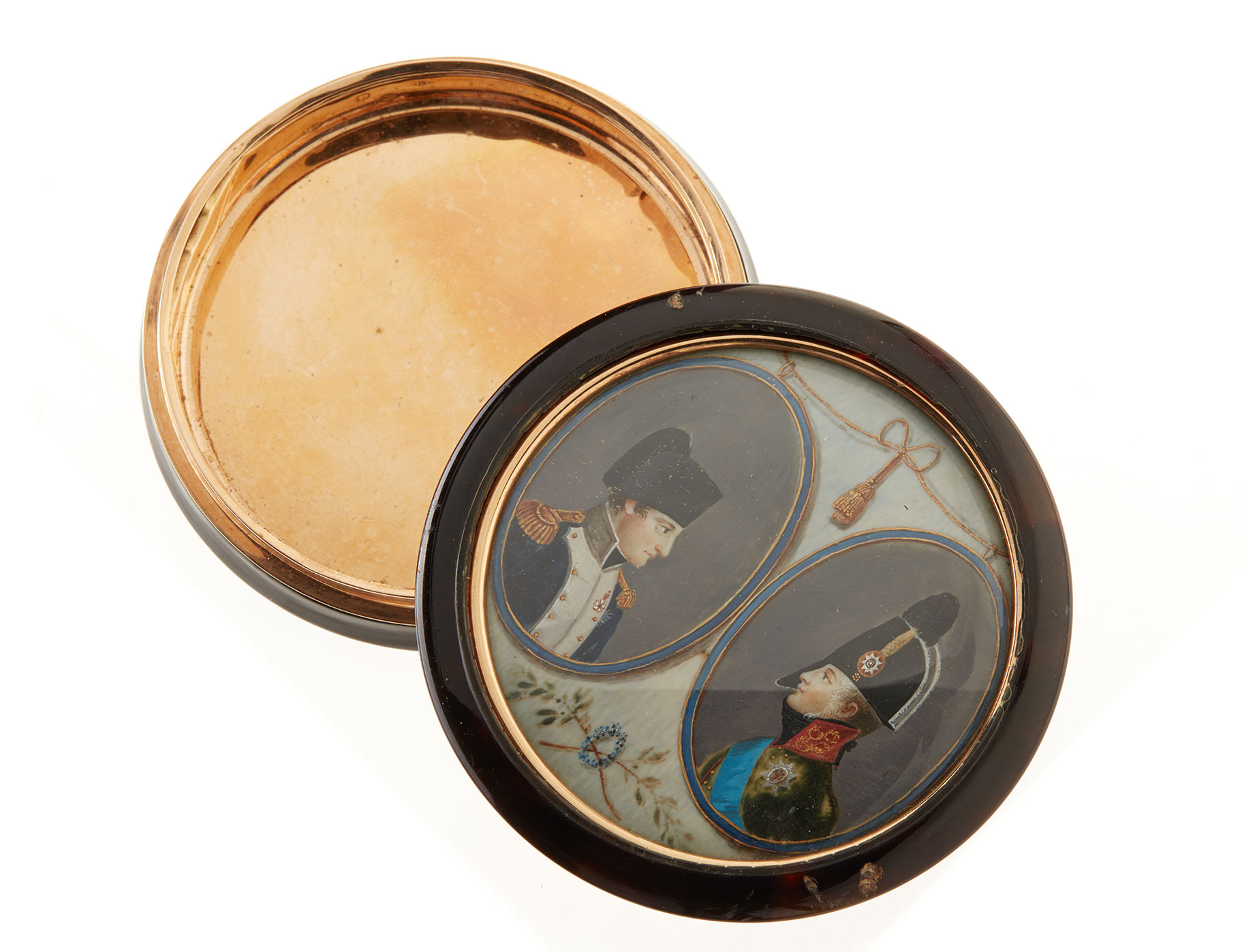 Portrait of Alexander I and Napoleon Bonaparte miniature ivory; watercolour, gouache [...] - Image 2 of 5