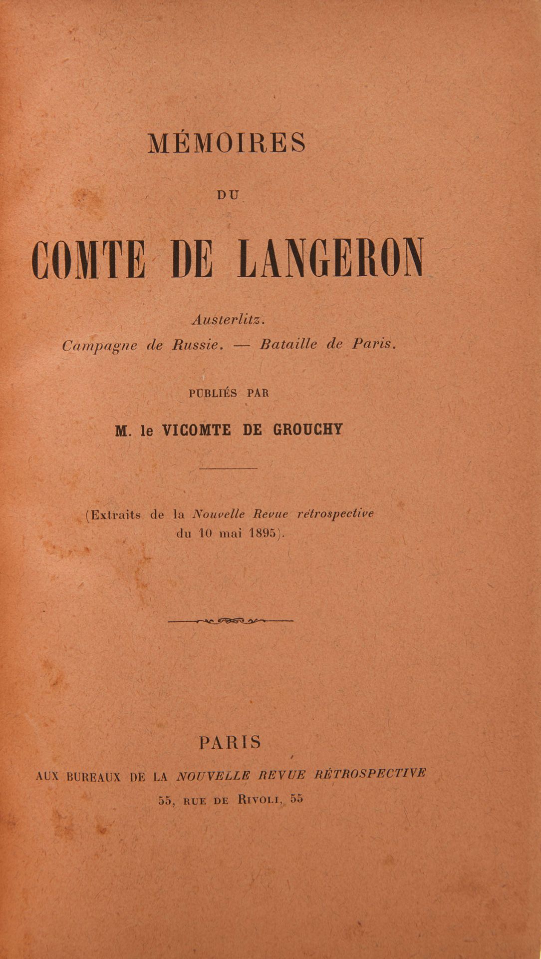 LANGERON ALEXANDER FEDOROVICH 1763-1831 - Count Lanzheron’s notes: Austerlitz, [...]