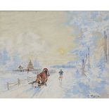 KONSTANTIN ALEKSEYEVICH KOROVIN (1861-1939) - Russian village in winter signed [...]