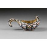 A LARGE SILVER-GILT AND CLOISONNÉ ENAMEL KOVSH Russian, Moscow, Maria Semenova, 1896-1908 Of