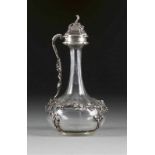 A SILVER-MOUNTED CUT-GLAS DECANTER Russian, St. Petersburg, Robert Kochun, circa 1880 Pear-shaped,