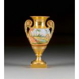 A PORCELAIN VASE WITH CHINOISERY Russian or French, circa 1830 Continuously painted around the