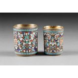 TWO SILVER-GILT AND CLOISONNÉ ENAMEL BEAKER Russian, Moscow, Nikolay Alekseev, 1896-1908 The