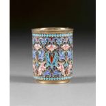 A SILVER-GILT AND CLOISONNÉ ENAMEL BEAKER Russian, Moscow, Pavel Ovchinnikov, late 19th century