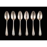 A SET OF SIX SILVER-GILT SPOONS Russian, St. Petersburg, Hermann Hermannson, 1802 The handles