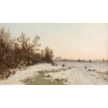 KARL BUCHHOLZ 1849 (Schloß) Wippach (Weimar) - 1889 Oberweimar Winterlandschaft bei Weimar Öl auf