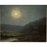 R. T. STUART Tätig im 19. Jh LANDSCHAFT BEI VOLLMOND Öl auf Leinwand. 32,5 x 41 cm. Signiert unten