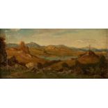 ALBERT HERTEL Berlin 1843 - 1912 Italinische Landschaft Öl auf Leinwand auf Pappe maroufliert. 16,