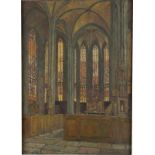 AUGUST VON BRANDIS 1862 Haselhorst - 1947 Aachen Kircheninterieur Öl auf Leinwand. 92,5 x 68 cm.