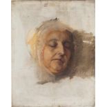 DEUTSCHER PORTRAITMALER Tätig 2. Hälfte 19. Jh. SCHLAFENDE FRAU (NON FINITO) Öl auf Leinwand. 48 cmx