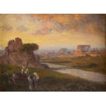 OSWALD ACHENBACH 1827 Düsseldorf - 1905 ebenda, Umkreis RÖMISCHE CAMPAGNA Öl auf Leinwand. 20,5 x 26